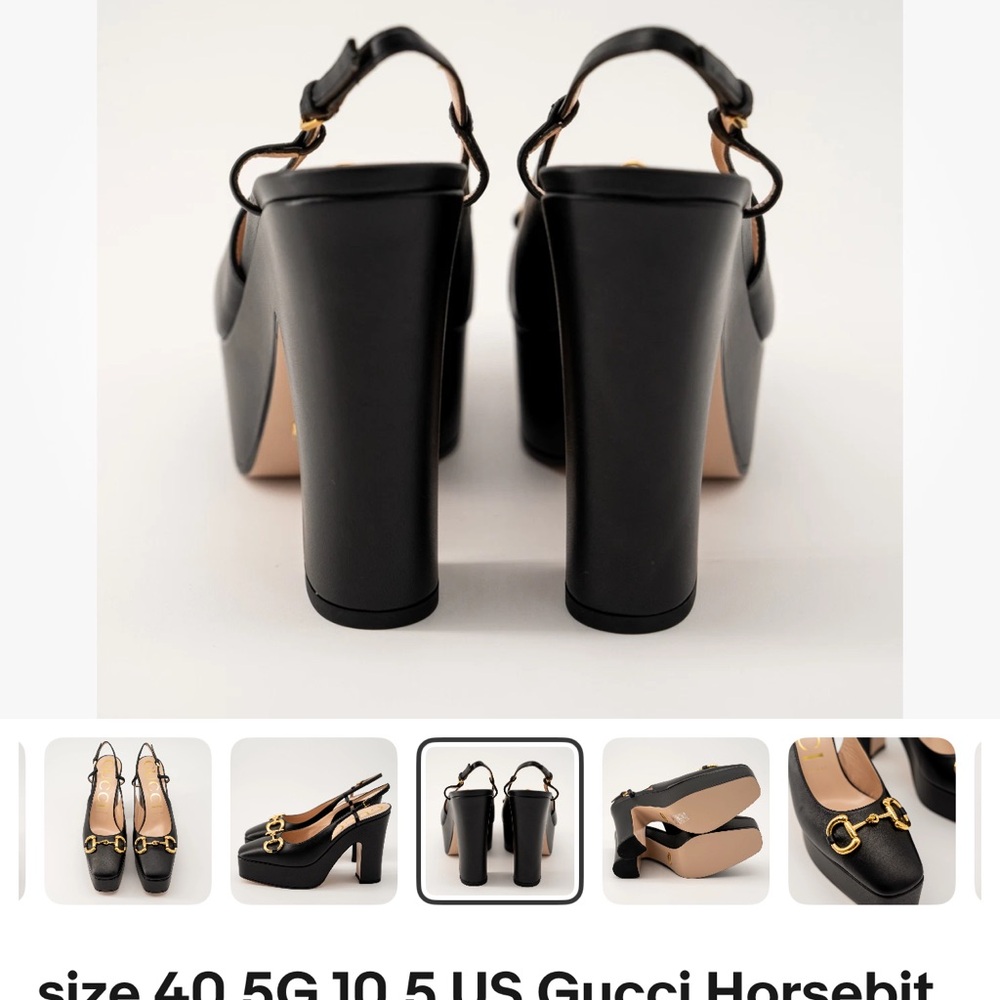 Gucci Women's Black Horsebit Platform Heels